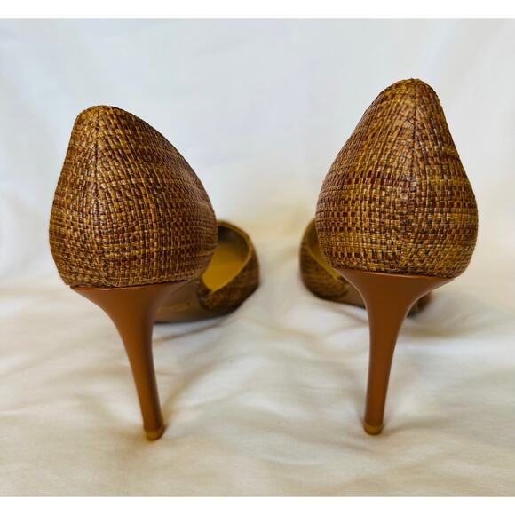 Nine West Tan/Brown Textured Size 8M classic pointed toe pump high heels resort - Picture 5 of 8